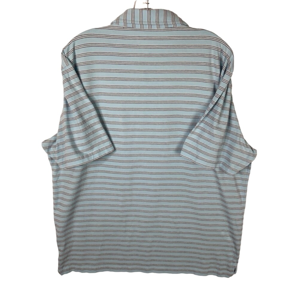 Peter Millar Men's Golf Polo Shirt XL Teal Blue Striped Short Sleeve
